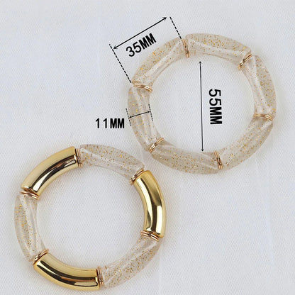 FishSheep Bohemian Transparent Acrylic Foil Bamboo Bracelets for Women Elastic Beads Link Chain Cuff Bracelets & Bangles Jewelry