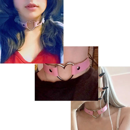 Sexy Trendy Vintage Charm Round Gothic Collar Necklaces Jewelry Gift Gothic Leather Heart Harajuku Women Punk Choker Necklace