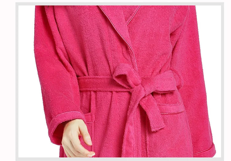 Home Bathrobe 100% Cotton pink Toweling Terry Robe Unisex lovers Soft Bath Robe Men And Women Nightrobe Sleepwear Casual 2024
