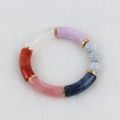 FishSheep Bohemian Transparent Acrylic Foil Bamboo Bracelets for Women Elastic Beads Link Chain Cuff Bracelets & Bangles Jewelry Beads Color E