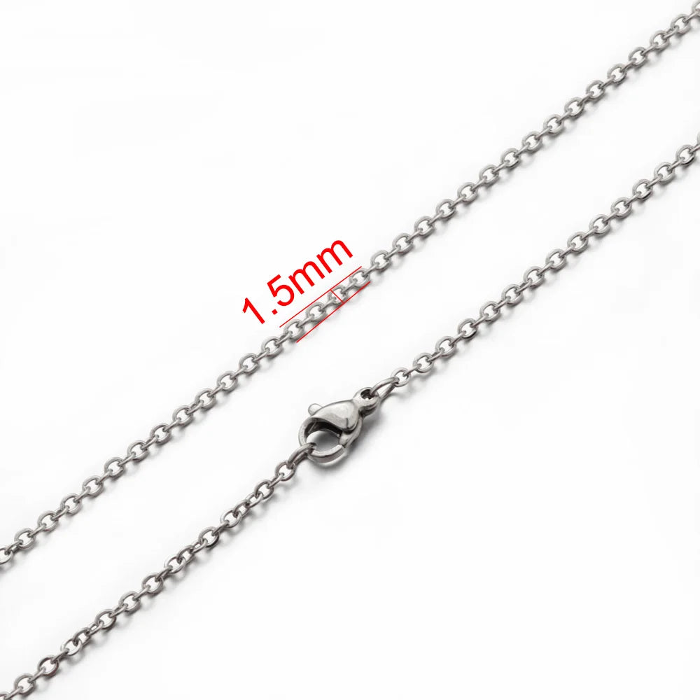 AHKNORMAILCUI 5pcs/Lot Stainless Steel 1 1.5 2mm Rolo Link Chain Necklace Gold 40 45 50 60CM Long Chain Lobster Clasp Necklace Badiee Stylez