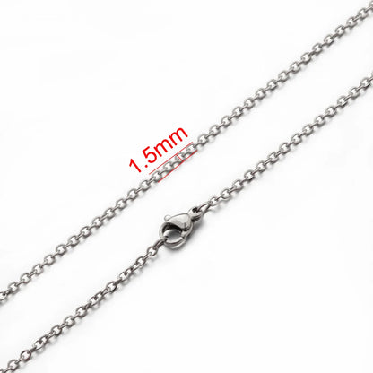 AHKNORMAILCUI 5pcs/Lot Stainless Steel 1 1.5 2mm Rolo Link Chain Necklace Gold 40 45 50 60CM Long Chain Lobster Clasp Necklace Badiee Stylez