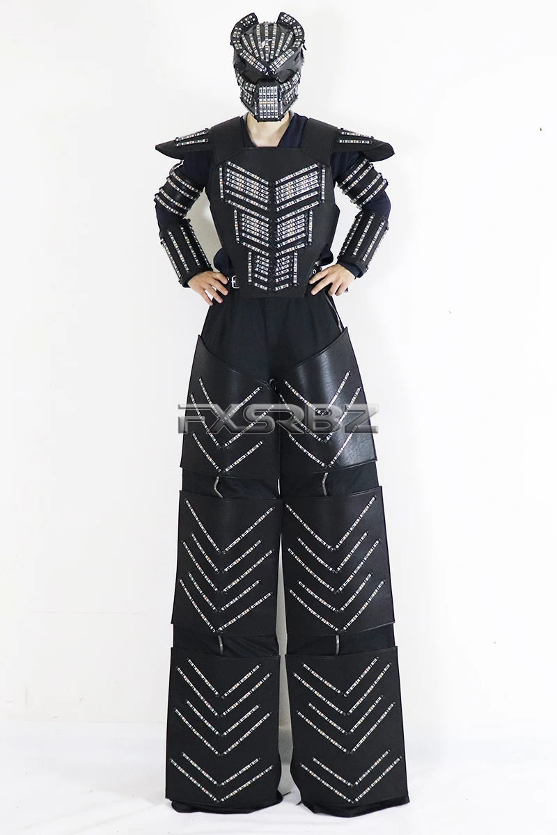 LED Robot Suit Clothes Kryoman Stilts Walker Luminous Costume High Heel Predator LED Robot Costume Laser Helmet Badiee Stylez