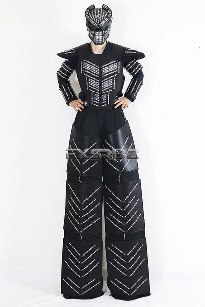 LED Robot Suit Clothes Kryoman Stilts Walker Luminous Costume High Heel Predator LED Robot Costume Laser Helmet Badiee Stylez