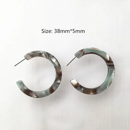 UJBOX 32 Styles Top Quality Acetate Hoop Earrings For Women Leopard Colored Pink Green Yellow Red Blue Acetic Acid Earrings Small size 13