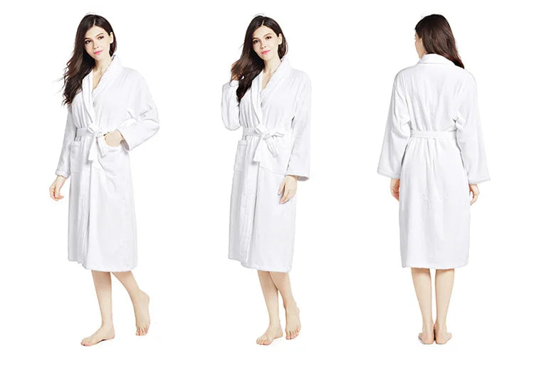 Home Bathrobe 100% Cotton pink Toweling Terry Robe Unisex lovers Soft Bath Robe Men And Women Nightrobe Sleepwear Casual 2024