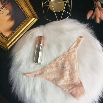 Women's Panties Sexy Lace Thong G-Strings Female Low Waist Underwear Panty French Style Erotic Lingerie Hollow Out Underpants Beige 1pc