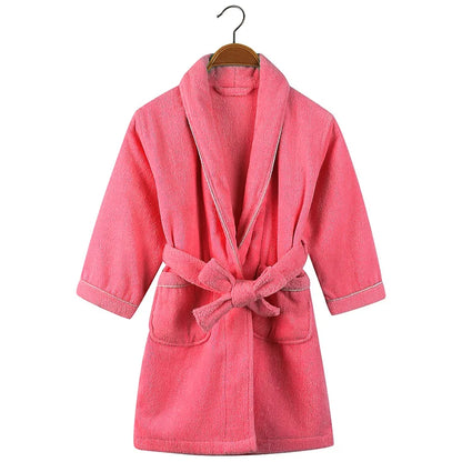 100% Cotton Toweling Terry Robe Kids Cartoon Robe Boy&Girls Hooded Robe Winter Warm Bathrobe Soft Sleeprobe Kids Casual Homewear water melon red