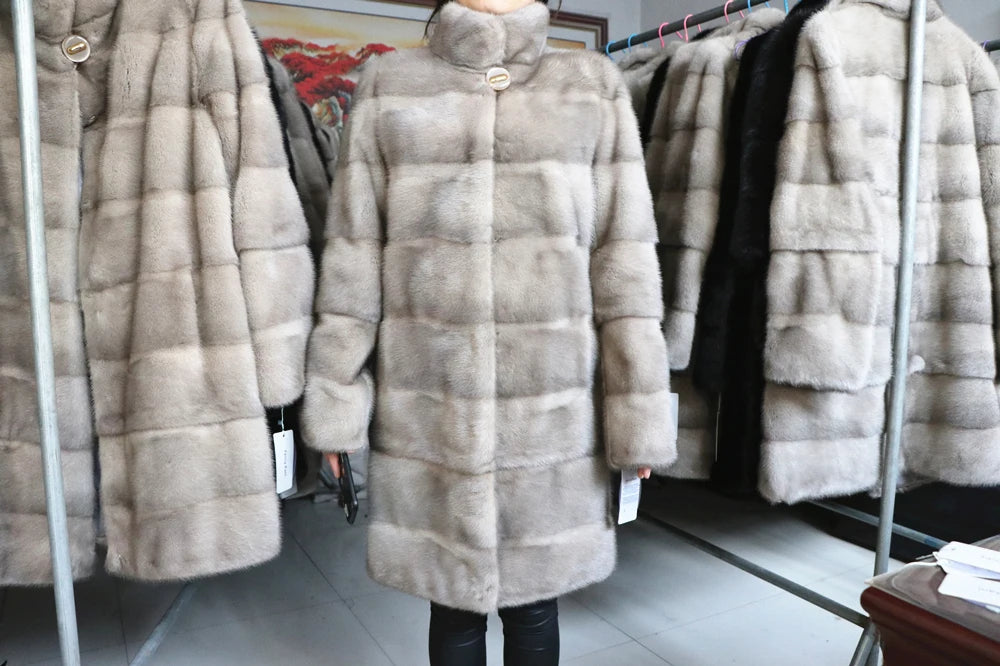 Fancy Rani Real Mink Fur Coat Natural Women Winter Long Leather Jacket Luxury Female Clothes  2023 Mink Fur Coat Women Promotion Badiee Stylez