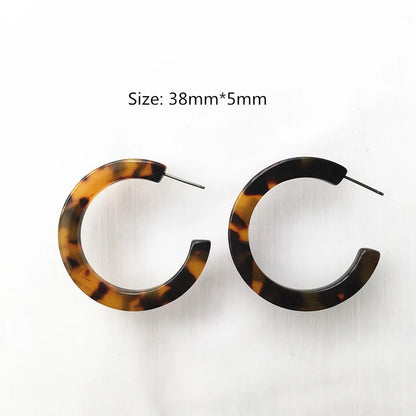 UJBOX 32 Styles Top Quality Acetate Hoop Earrings For Women Leopard Colored Pink Green Yellow Red Blue Acetic Acid Earrings Small size 17