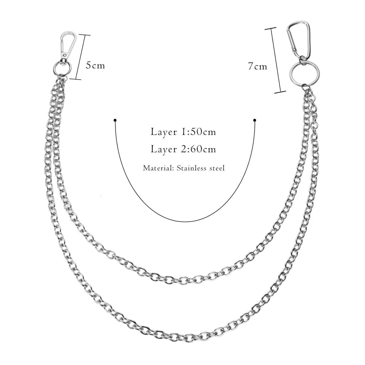 Stainless Steel Trousers Hipster Key Chain Punk Street Big Ring Metal Wallet Belt Chain Pant Keychain Unisex HipHop Jewelry Gift Badiee Stylez