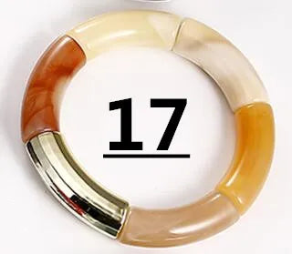 FishSheep Bohemian Transparent Acrylic Foil Bamboo Bracelets for Women Elastic Beads Link Chain Cuff Bracelets & Bangles Jewelry Color 17