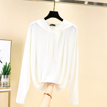 Modal Hoodies Solid Basic Tshirt Bottoming Sweatshirts All match Spring Autum Summer Casual street wear white