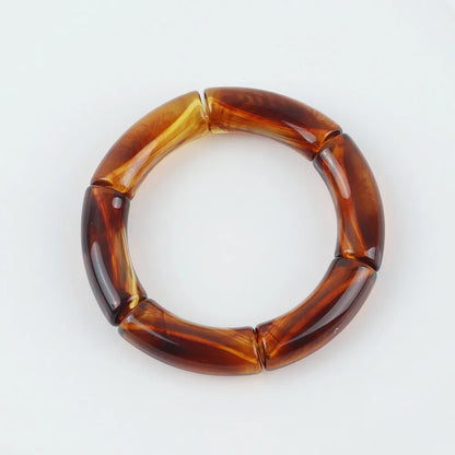 FishSheep Bohemian Transparent Acrylic Foil Bamboo Bracelets for Women Elastic Beads Link Chain Cuff Bracelets & Bangles Jewelry cloudy brown