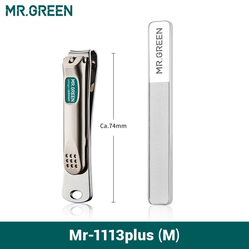 MR.GREEN Nail Clippers Stainless Steel Curved blade Clipper Fingernail Scissors Cutter Manicure tools trimmer with nail files Mr-1113plus