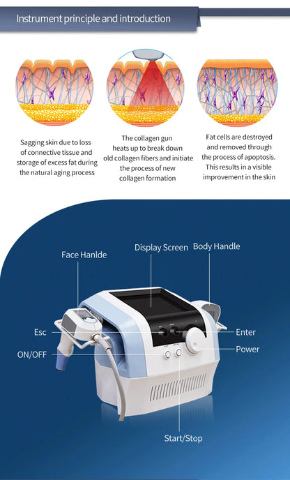 Ultra 360 Fat Reducing Machine Portable NEO Equipment Slimming Machine Ultrasonic Cellulite Wrinkle Removal Face Lift 2 Handles