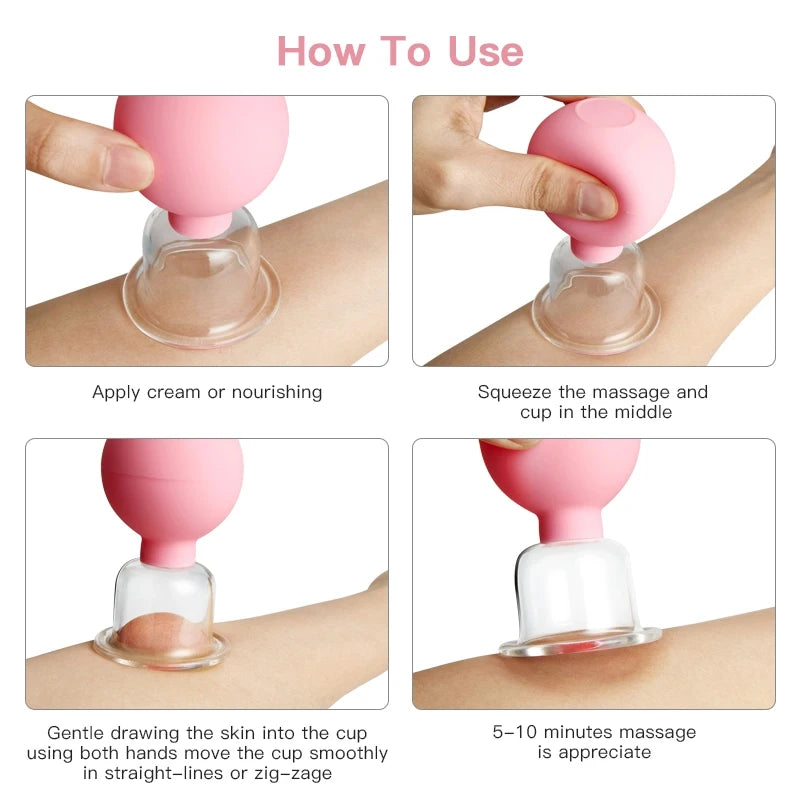 Face Massager Vacuum Cupping Cups Rubber Head Glass Cup Face Skin Care Anti Wrinkle Face Cupping for Beauty Face Care Tool