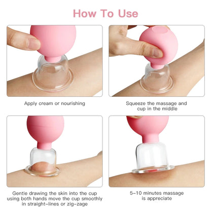 Face Massager Vacuum Cupping Cups Rubber Head Glass Cup Face Skin Care Anti Wrinkle Face Cupping for Beauty Face Care Tool