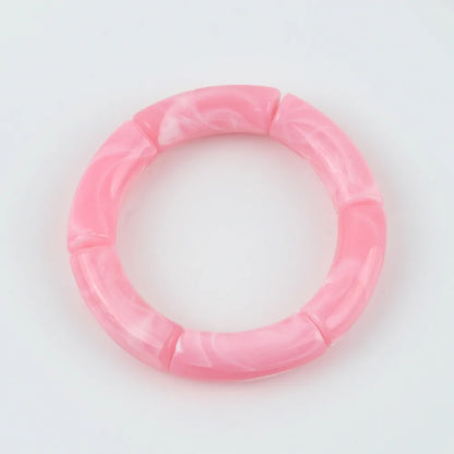 FishSheep Bohemian Transparent Acrylic Foil Bamboo Bracelets for Women Elastic Beads Link Chain Cuff Bracelets & Bangles Jewelry cloudy pink