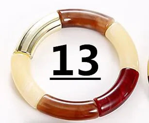 FishSheep Bohemian Transparent Acrylic Foil Bamboo Bracelets for Women Elastic Beads Link Chain Cuff Bracelets & Bangles Jewelry Color 13