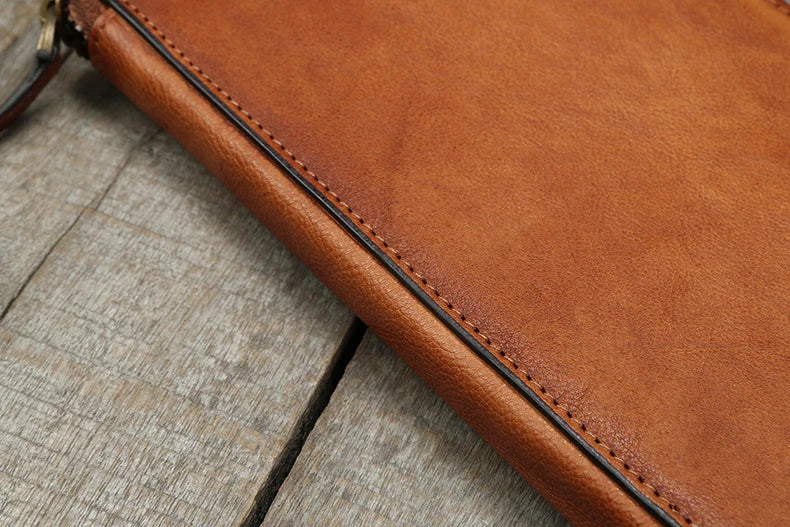 Vintage Genuine leather wallet Men leather long wallet men purse clutch bag male money clips zip around money bag card holder