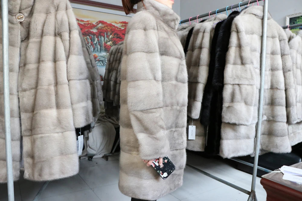 Fancy Rani Real Mink Fur Coat Natural Women Winter Long Leather Jacket Luxury Female Clothes  2023 Mink Fur Coat Women Promotion Badiee Stylez
