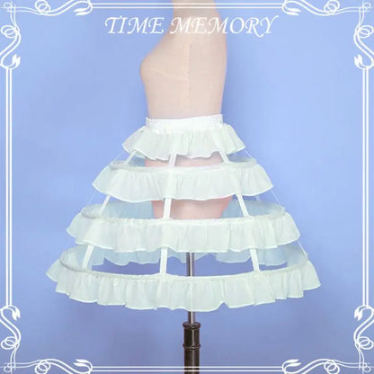 Women Girls Lolita Hollow Lotus Leaf Lace Bird Cage Fish Bone Skirt Cosplay Dress Skirt Petticoat Bride Wedding Dress Lining
