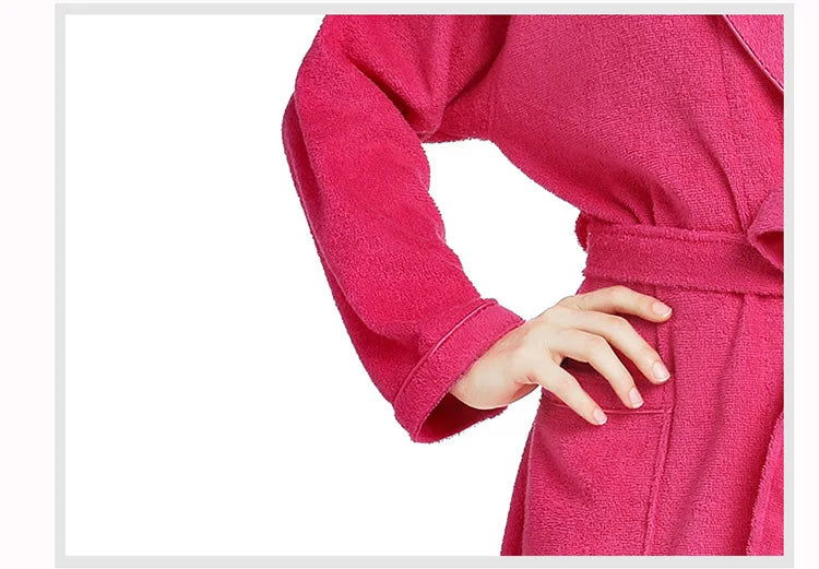 Home Bathrobe 100% Cotton pink Toweling Terry Robe Unisex lovers Soft Bath Robe Men And Women Nightrobe Sleepwear Casual 2024