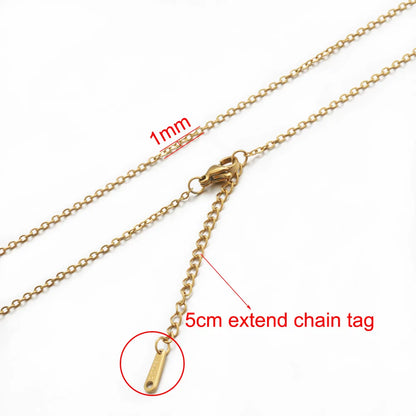 AHKNORMAILCUI 5pcs/Lot Stainless Steel 1 1.5 2mm Rolo Link Chain Necklace Gold 40 45 50 60CM Long Chain Lobster Clasp Necklace Badiee Stylez