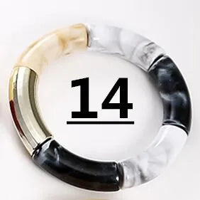 FishSheep Bohemian Transparent Acrylic Foil Bamboo Bracelets for Women Elastic Beads Link Chain Cuff Bracelets & Bangles Jewelry Color 14