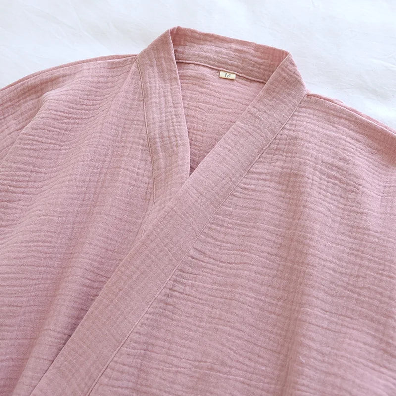 Summer Japanese Couples Pajamas Thin Cotton Gauze Crepe Short Sleeve Shorts Kimono Men and Women Home Clothes 2 Piece Sleepwear