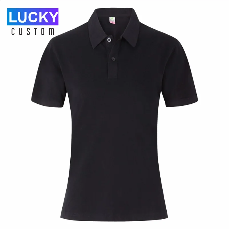 Women's 100% Combed Cotton Pure Cotton Short-sleeved Polo Shirt Custom Printed Embroidery Lgoo Solid Color Breathable Polo Shirt