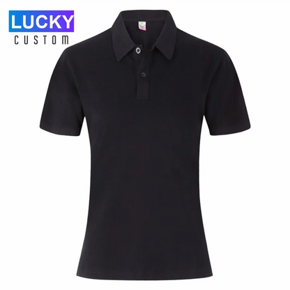 Women's 100% Combed Cotton Pure Cotton Short-sleeved Polo Shirt Custom Printed Embroidery Lgoo Solid Color Breathable Polo Shirt