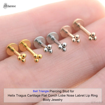 Starose 1Pair 1.2x6/8mm Bar Mini Ball Nose Stud Labret Lip Ring Helix Piercing Nostril Conch Tragus Earrings Pircing Ear Jewelry