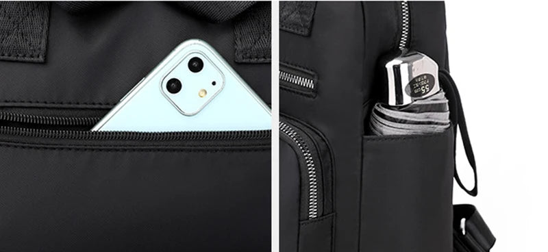 Women Backpack Travel Casual Waterproof Oxford Shoulder Bags Female Large Capacity Handbag Rucksack Black Purse School Pack