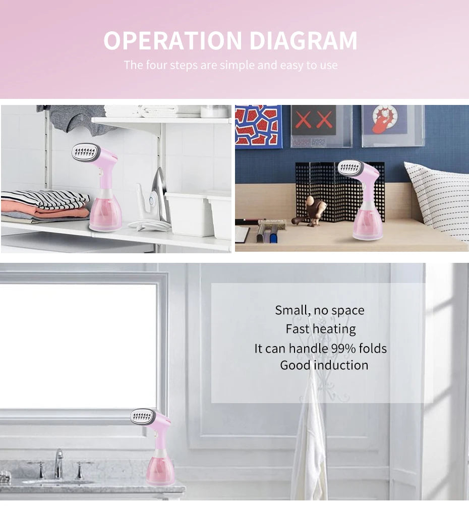 saengQ Handheld Garment Steamer 1500W Electric Household Fabric Steam Iron 280ml Portable Vertical Fast-Heat For Clothes Ironing - Badiee Stylez