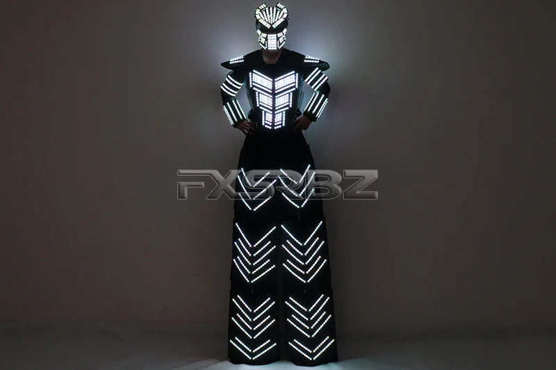 LED Robot Suit Clothes Kryoman Stilts Walker Luminous Costume High Heel Predator LED Robot Costume Laser Helmet Badiee Stylez