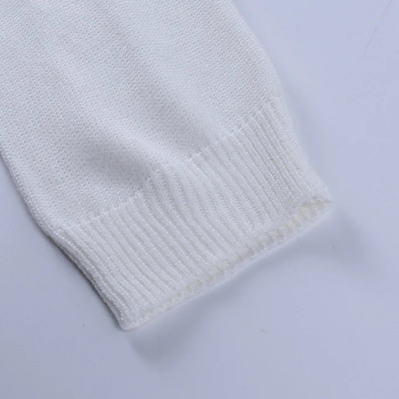 Tossy White Women Sweater Shrugs Cropped Top Full Lantern Sleeve Knitwear Pullover Sexy Summer High Street Outwear 2023 Spring
