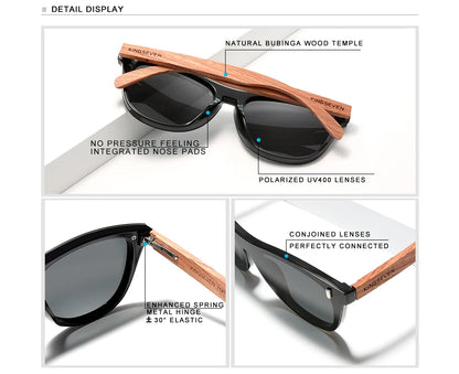 KINGSEVEN Women's Glasses Natural Bubinga Wooden Sunglasses Men Polarized Fashion Sun Glasses Original Wood Oculos de sol