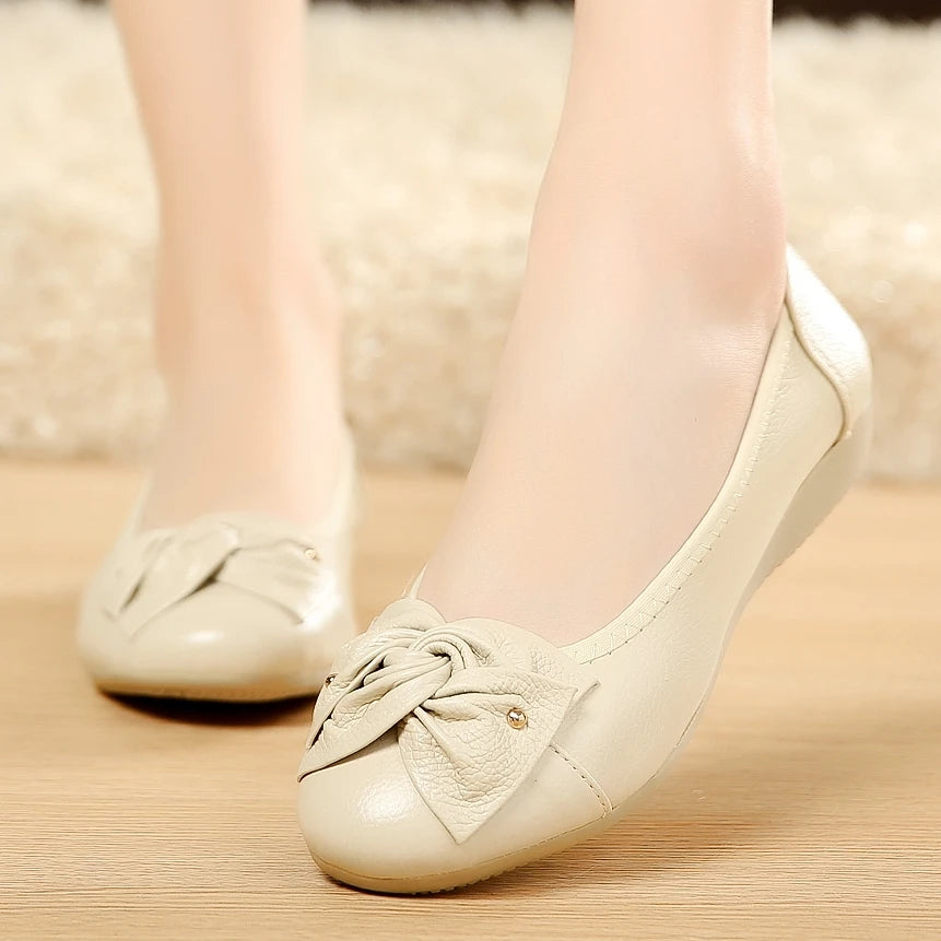 EOFK Women Ballet Flats Genuine Leather Shoes Spring Soft Casual Comfy Ballerina Flat Ladies Shallow Slip On Female Loafers