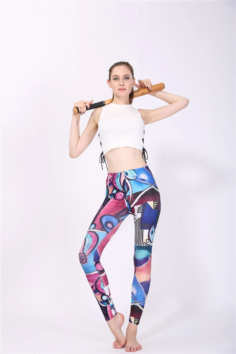 Women Leggings High Waist Cartoon Comic Beauty Print Trousers Soft Female Casual Elastic Pant