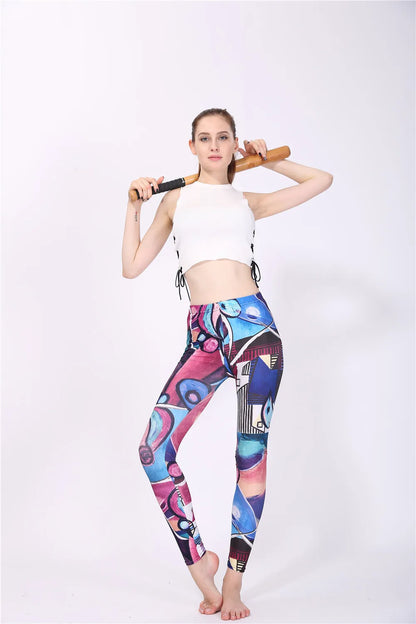 Women Leggings High Waist Cartoon Comic Beauty Print Trousers Soft Female Casual Elastic Pant
