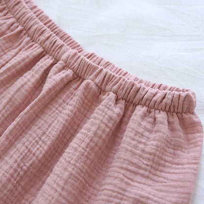 Summer Japanese Couples Pajamas Thin Cotton Gauze Crepe Short Sleeve Shorts Kimono Men and Women Home Clothes 2 Piece Sleepwear