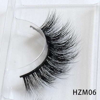 Dropshipping 15-18mm 3D Resuable Dramatic Wispy Mink Fake Eyelashes Makeup Strip False Lashes With Free Eyelash Packaging Boxes HZM06 MIX