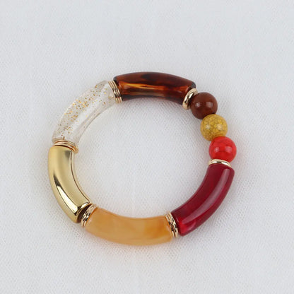 FishSheep Bohemian Transparent Acrylic Foil Bamboo Bracelets for Women Elastic Beads Link Chain Cuff Bracelets & Bangles Jewelry Beads Color G