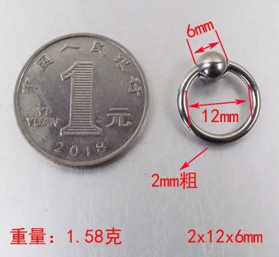 SaYao 2 Pieces Big Stainless Steel Captive Hoop Rings BCR Eyebrow Tragus Ear Piercing Nose Closure Nipple PA Ring Body Jewelry Small 2x12x6mm