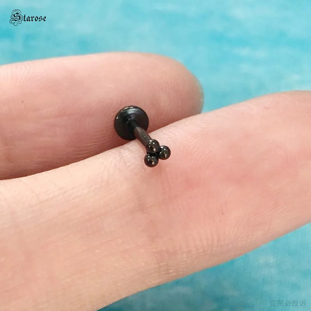 Starose 1Pair 1.2x6/8mm Bar Mini Ball Nose Stud Labret Lip Ring Helix Piercing Nostril Conch Tragus Earrings Pircing Ear Jewelry