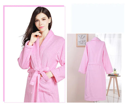 Home Bathrobe 100% Cotton pink Toweling Terry Robe Unisex lovers Soft Bath Robe Men And Women Nightrobe Sleepwear Casual 2024