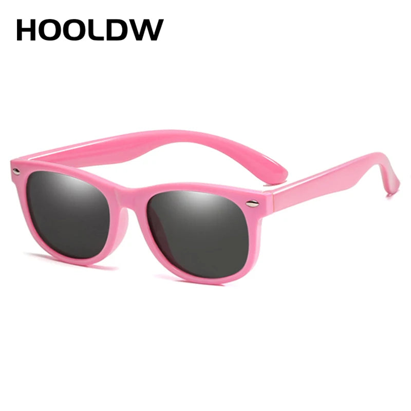 HOOLDW New Kids Sunglasses Children Polarized Sun Glasses Boys Girls Glasses Silicone Flexible Safety Baby Shades UV400 Eyewear Pink Pink