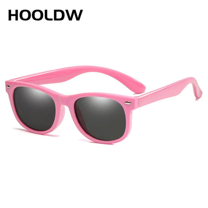 HOOLDW New Kids Sunglasses Children Polarized Sun Glasses Boys Girls Glasses Silicone Flexible Safety Baby Shades UV400 Eyewear Pink Pink